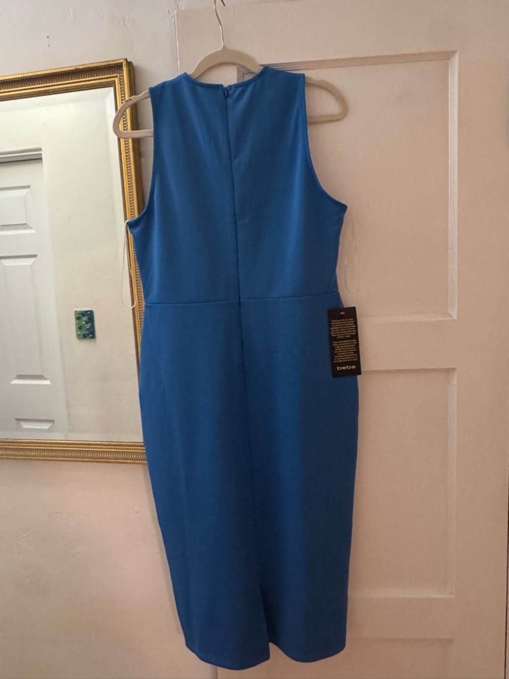 Bebe Illusion Mesh Scuba Dress In Princess Blue. NWT’s Size Large - Picture 4 of 8